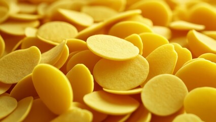  A closeup of a pile of goldenyellow potato chips