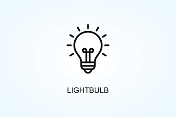 Lightbulb Vector, Icon Or Logo Sign Symbol Illustration