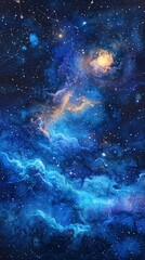 Fototapeta premium a beautiful watercolor painting of space, featuring stars and the Scorpio constellation. Utilize watercolor paper texture for added depth and authenticity.