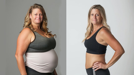 After shedding extra pounds, a woman's body shape has changed dramatically. Her before-and-after images show the remarkable transformation.