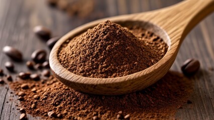  Earthy delight  A spoonful of rich aromatic coffee grounds - Powered by Adobe