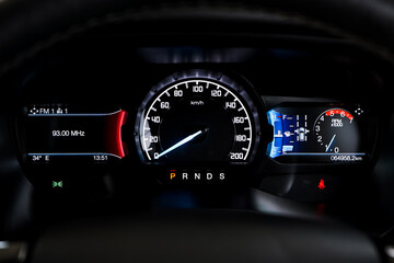 car​ instrument panel, car​ speed motor of​ night, car​ dashboard​ modern​ automobile...