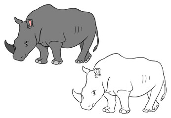 Big Rhino illustration. Perfect for artwork, t-shirts, cards, prints, picture books, coloring books, wallpaper, prints, etc.