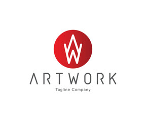 Artwork from letter A and W logo icon design illustration