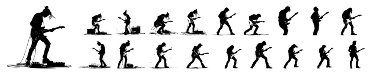 Fototapeta premium Dynamic Guitarist Illustrations Bundle