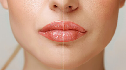 Before treatment, the person's lips were chapped, cracked, and dry. After treatment, their lips are healthy and smooth.