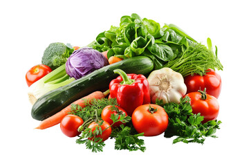 pile of various types of vegetables, on a transparent background