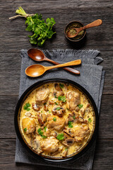 chicken thighs in a creamy mushroom garlic sauce