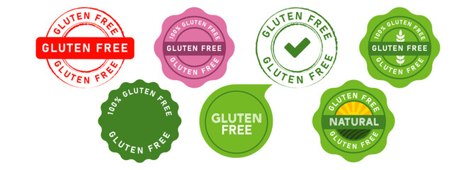 gluten free circle stamp seal badge label sticker sign for healthy nature product