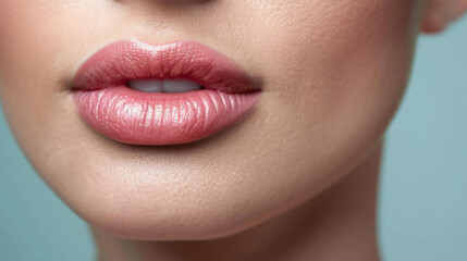 Obraz premium Girl's lips after a surgery to make them fuller.