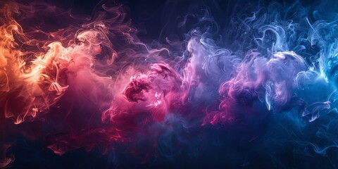 Multicolored generative AI illustration of picturesque full frame backdrop of abstract fantastic dense smoke of different shades