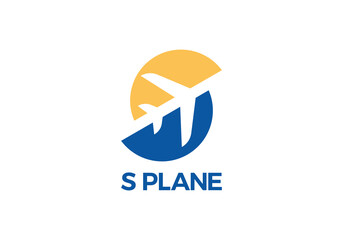 Obraz premium tour and travel logo. airplane with letter S icon vector design