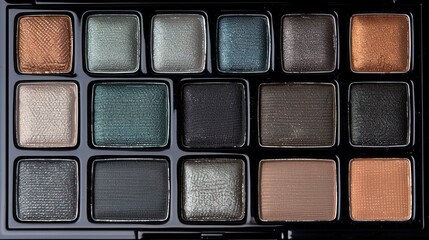 Close-up view highlights the intricate texture and blendability of the colorful eyeshadow palette