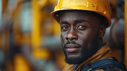 Diverse Expertise Attractive African American Oil Worker on Drilling Rig Demonstrates Dedication in Energy Industry
