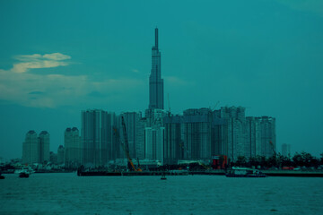 Obraz premium the street is full of regulations and laws for people living in the city. the city is hotter when the dawn is coming, Aerial view of illuminated cityscape at night,building forest night, Skyscrapers i