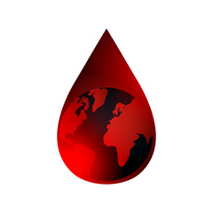 Obraz premium Vector illustration of globe in red drop on transparent background