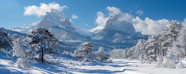 Pedraforca mountain in winter in Catalonia in Spain