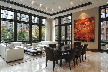 Elegant Color Harmony: A Warm & Inviting Dining Room Design
