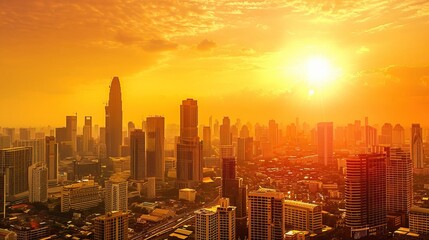 Fototapeta premium A beautiful sunset over a busy city.