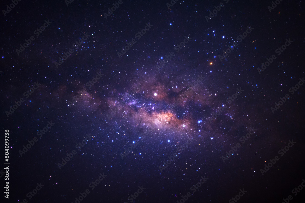 Wall mural milky way galaxy with stars and space dust in the universe, long exposure photograph, with grain.