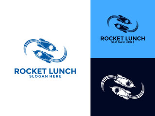 Rocket Launch Vector Logo Design, Simple Flying Modern Rocket Logo Illustration