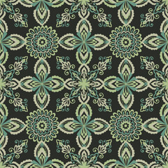 Green geometrical tile vintage style pattern