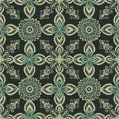 Fototapeta premium Green geometrical tile vintage style pattern