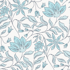 Blue pottery vintage pastel style traditional pattern