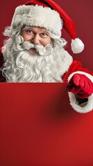 Naklejka premium Santa holding a cardboard with copy space