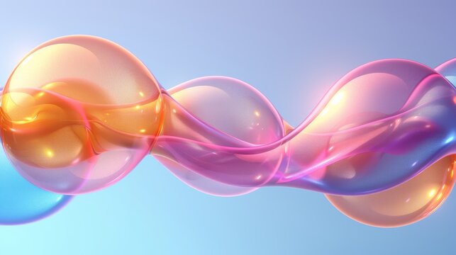 Abstract AI generative background illustration of colored floating liquid in the trendy colors pink, orange, blue, and violet.