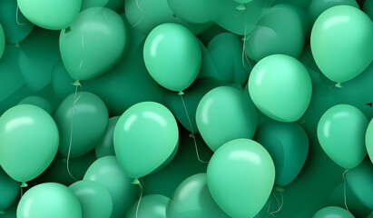 Green balloons background. Concept for party or celebration event. Seamless pattern. AI generated