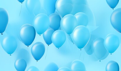 Blue balloons background. Concept for party or celebration event. Seamless pattern. AI generated