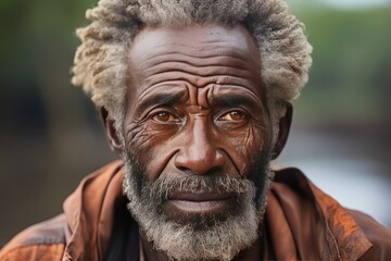 portrait of african american senior man with serious face