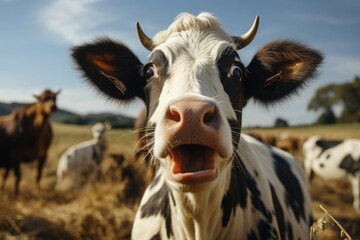 closeup of a cow screaming