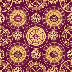 Seamless pattern of zodiac wheels with intricate astrological details, Generative AI