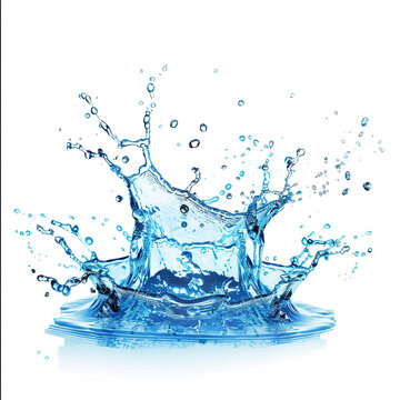 water splas, water drop, Blue water splash isolate white background.