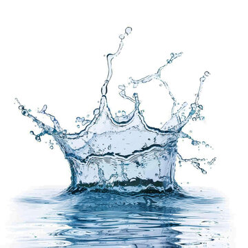 water splas, water drop, Blue water splash isolate white background.