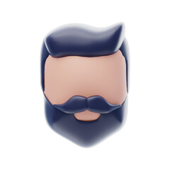 Barber Men 3D Icon. Beard 3D Icon