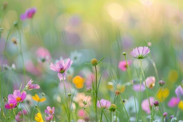 Wildflowers Meadow at Dusk: Enchanting Serenity in Soft-focus Blooms