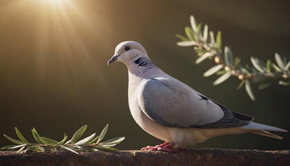 Obraz premium Dove with Olive Branch