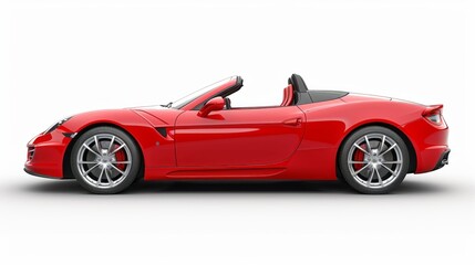 A red sports car with a black rimmed wheel