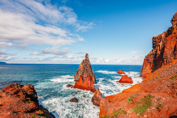 Scenic ocean landscape. Vereda da Ponta de Sao Lourenco or Ponta de Sao Lourenco in Madeira island, Portugal.