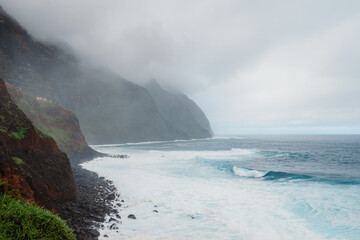 Porto Moniz, village with nature pool at Madeira island, Portugal