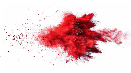 Red powder splashes isolated on a white background, 