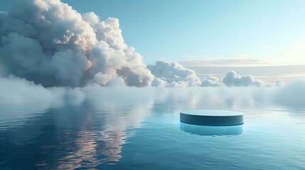 Calmness in Blue: Smooth Cylinder with Ethereal Clouds