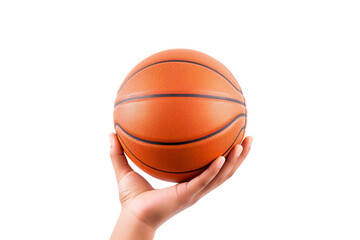 Hands holding a basket ball isolated on white background PNG