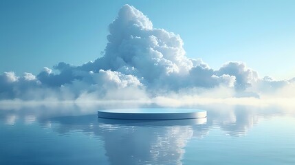 Calmness in Blue: Smooth Cylinder with Ethereal Clouds