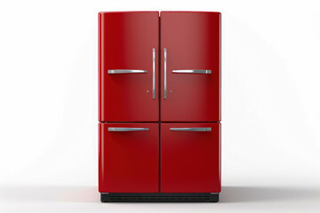 generated Illustration of home refrigerator. red home fridge isolated on white background