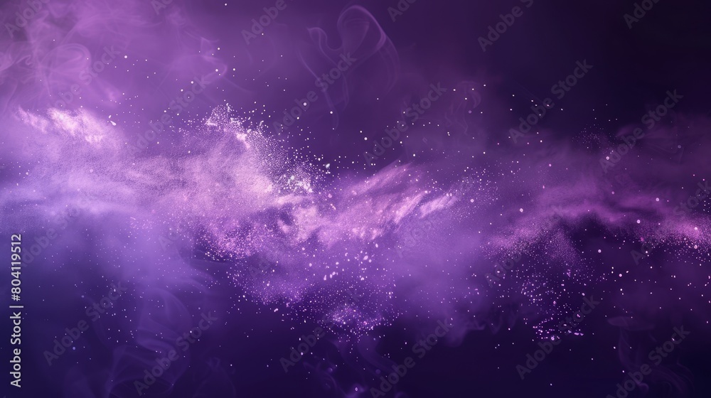 Wall mural magic smoke clouds, fog or powder splash effect. abstract background with purple mist, smog, dust cl