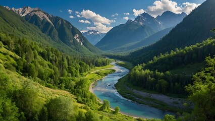 landscape with lake Valley Serenity Majestic Mountain Landscape 